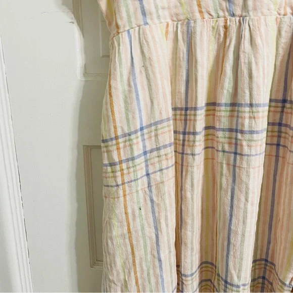 NWT Madewell Linen-Blend Clara Midi Dress in Plaid Pastel - Picture 6 of 12
